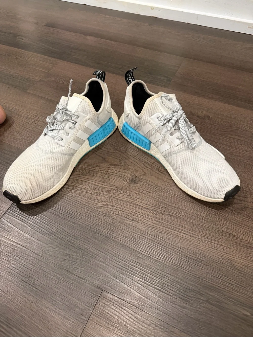 adidas Men’s NMD R1 White & Cyan 13